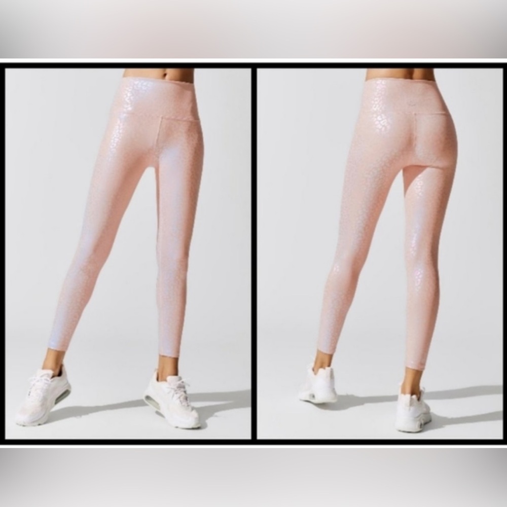 Zyia Light & Tight Pink Iridescent Leopard Unicorn High Rise Leggings Size 8-10